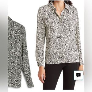 PHILOSOPHY Animal Print Long Sleeve Blouse